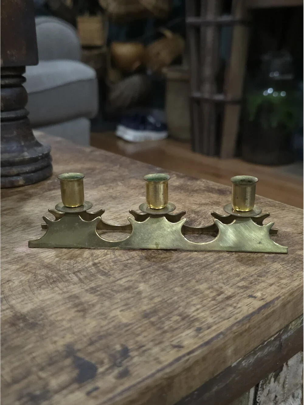 Vintage Brass Christmas taper candle holder
